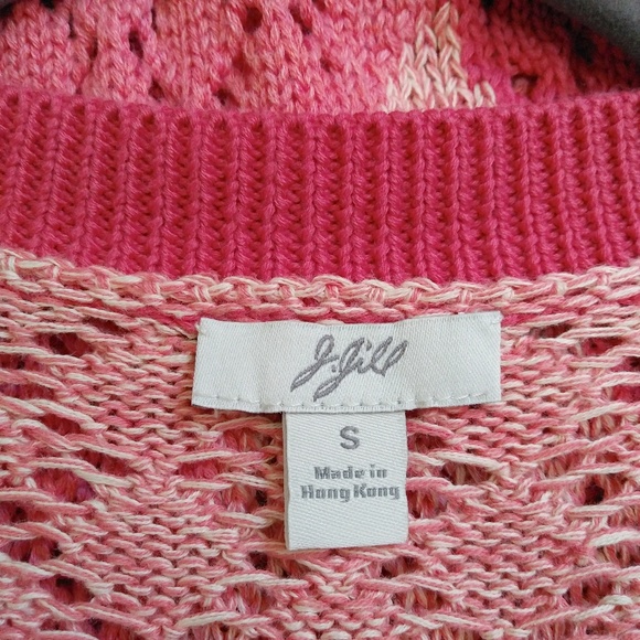 J.jill crochet sweater pink color block - Picture 4 of 6